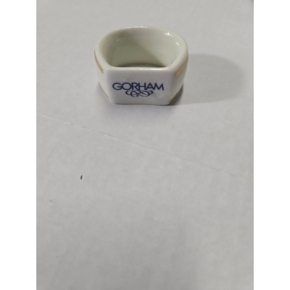 Gorham Set of‎ 4 Porcelin Napkin Rings Gold Trim White Vintage